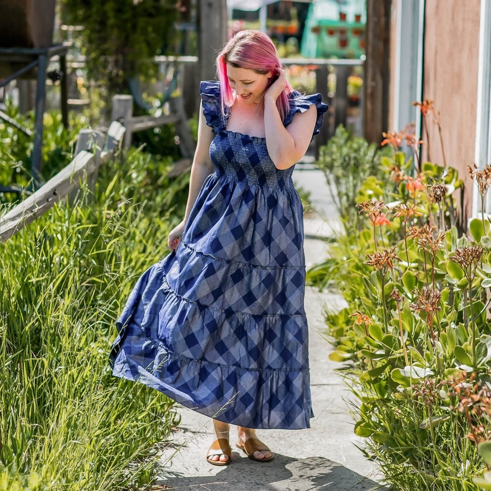 HILL HOUSE Ellie Nap Dress - Navy Glitter Check
